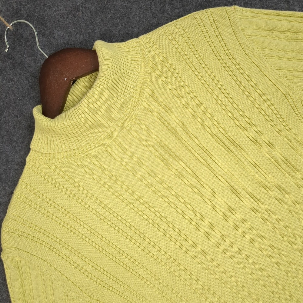 Talbots Petites Yellow Ribbed Mock Neck Long Sleeve Cotton Sweater XL P